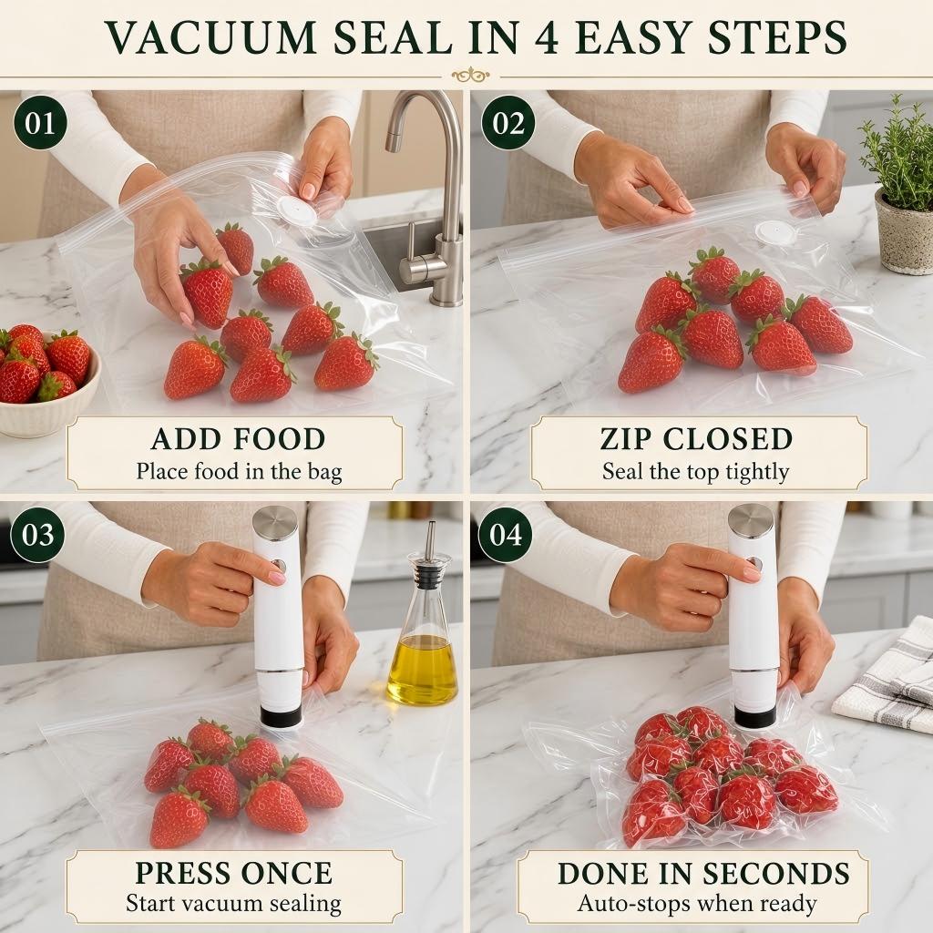 Airhush™ Portable Vacuum Food Sealer Bundle | Keeps Food Fresh 5x Longer