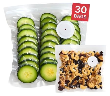 30-Pack Reusable Vacuum Food Bags (12x13") - BPA-Free, Leak-Proof, Freezer Safe