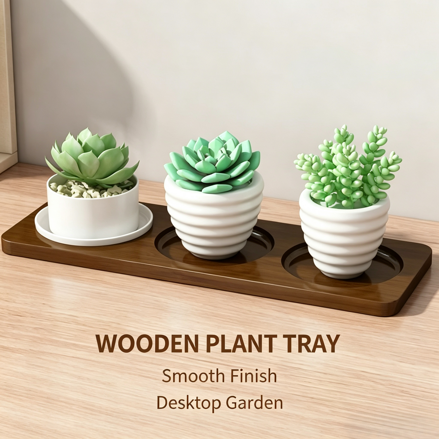 Desktop Wooden Succulent Plant Stand, Small Tabletop Flower Pot Display Rack