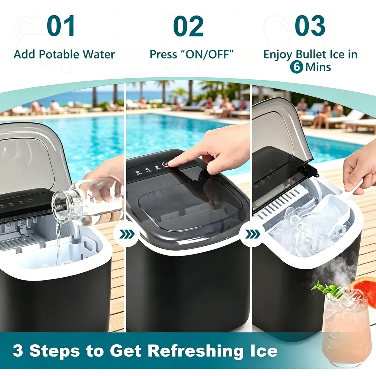 Compact Countertop Ice Maker with Self-Cleaning