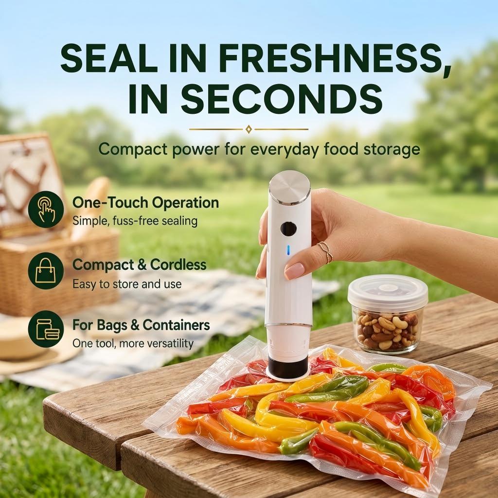 Airhush™ Portable Vacuum Food Sealer Bundle | Keeps Food Fresh 5x Longer