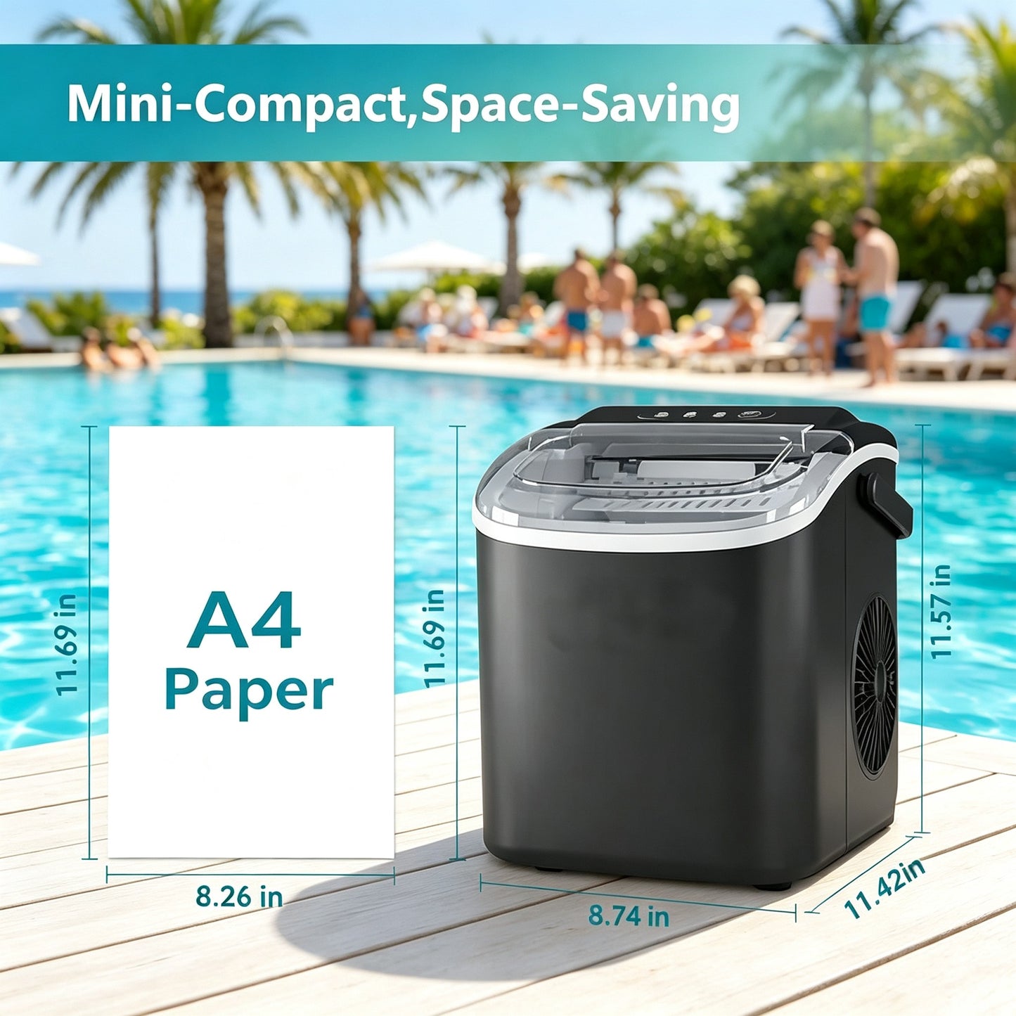 Compact Countertop Ice Maker with Self-Cleaning
