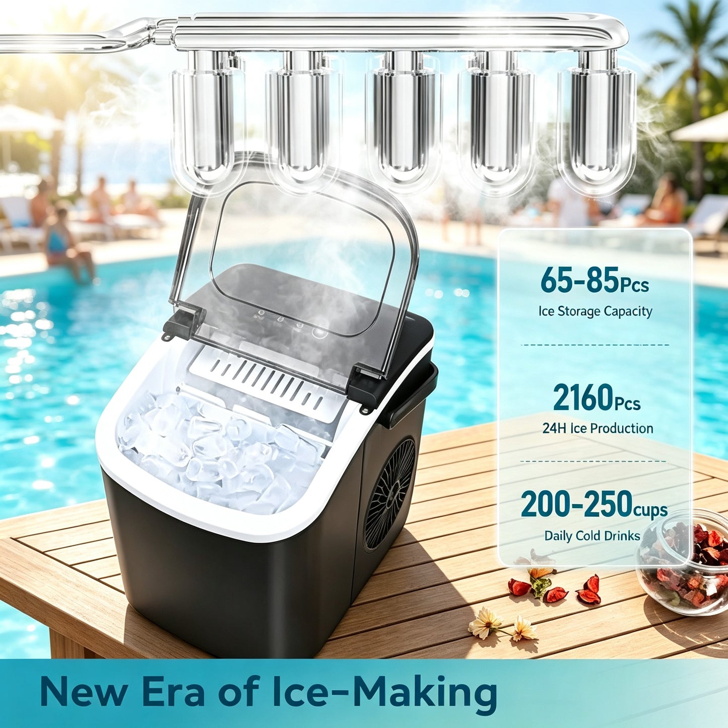 Compact Countertop Ice Maker with Self-Cleaning