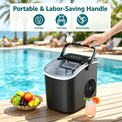 Compact Countertop Ice Maker with Self-Cleaning